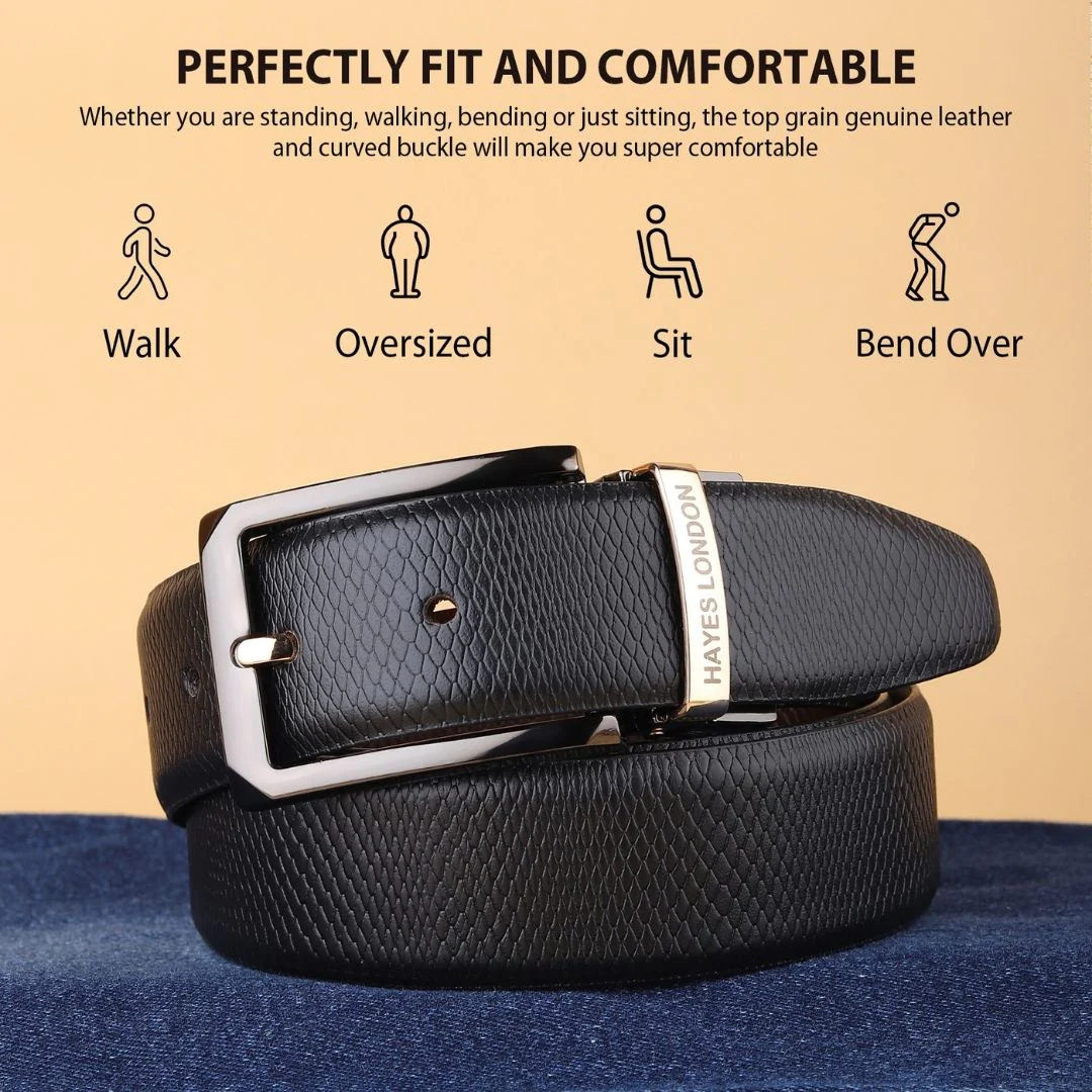 Italian Leather Reversible Black & Brown Belt For Men with Black & Gold Buckle (Leather Texture: Viper) - Image 4