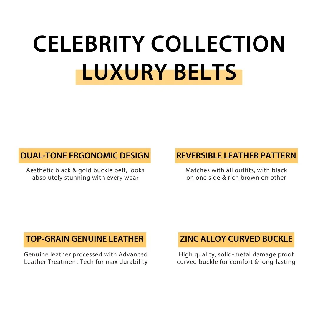 Italian Leather Reversible Black & Brown Belt For Men with Black & Gold Buckle (Leather Texture: Plain) - Image 5