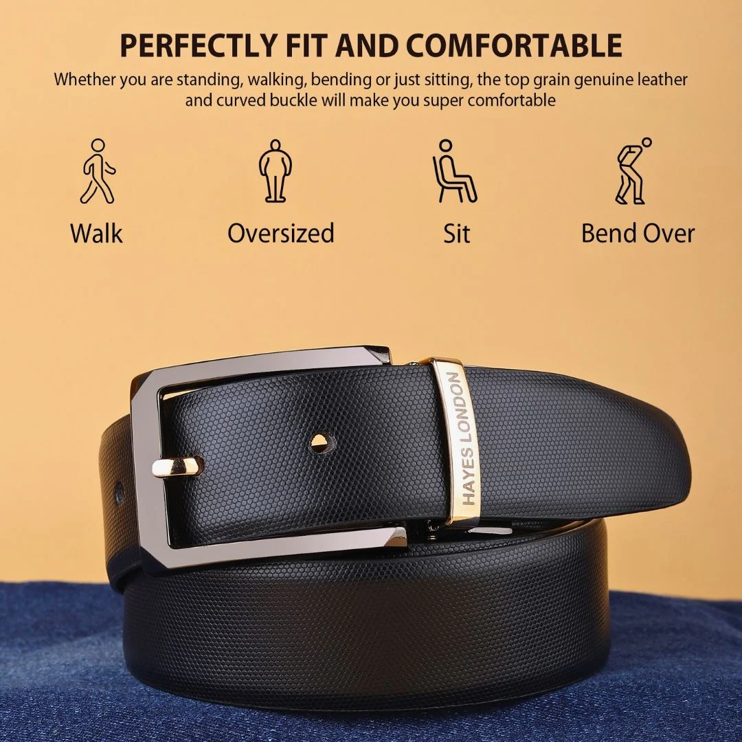 Italian Leather Reversible Black & Brown Belt For Men with Black & Gold Buckle (Leather Texture: Braided) - Image 4