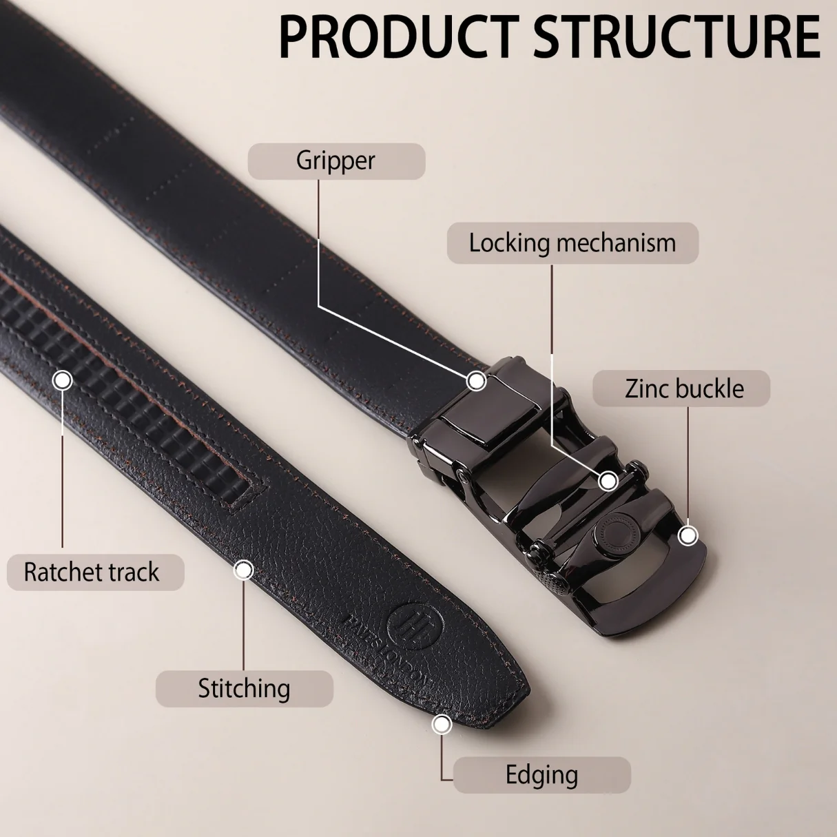 Atlas Auto-Lock No-Hole Genuine Leather Belt for Men – Micro-adjustable Smart Belt for Formal & Casual Wear (Croco Black) - Image 7