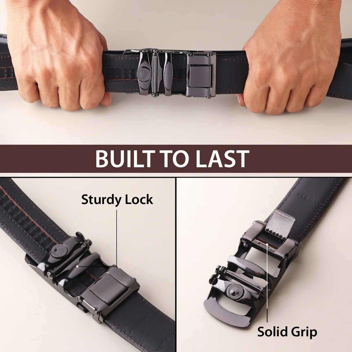 Atlas Auto-Lock No-Hole Genuine Leather Belt for Men – Micro-adjustable Smart Belt for Formal & Casual Wear (Croco Black) - Image 9