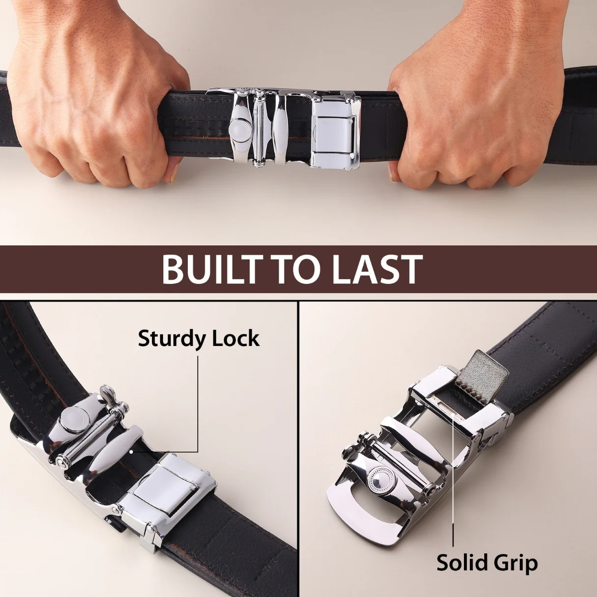 Atlas Auto-Lock No-Hole Genuine Leather Belt for Men – Micro-adjustable Smart Belt for Formal & Casual Wear (Croco Black) - Image 10