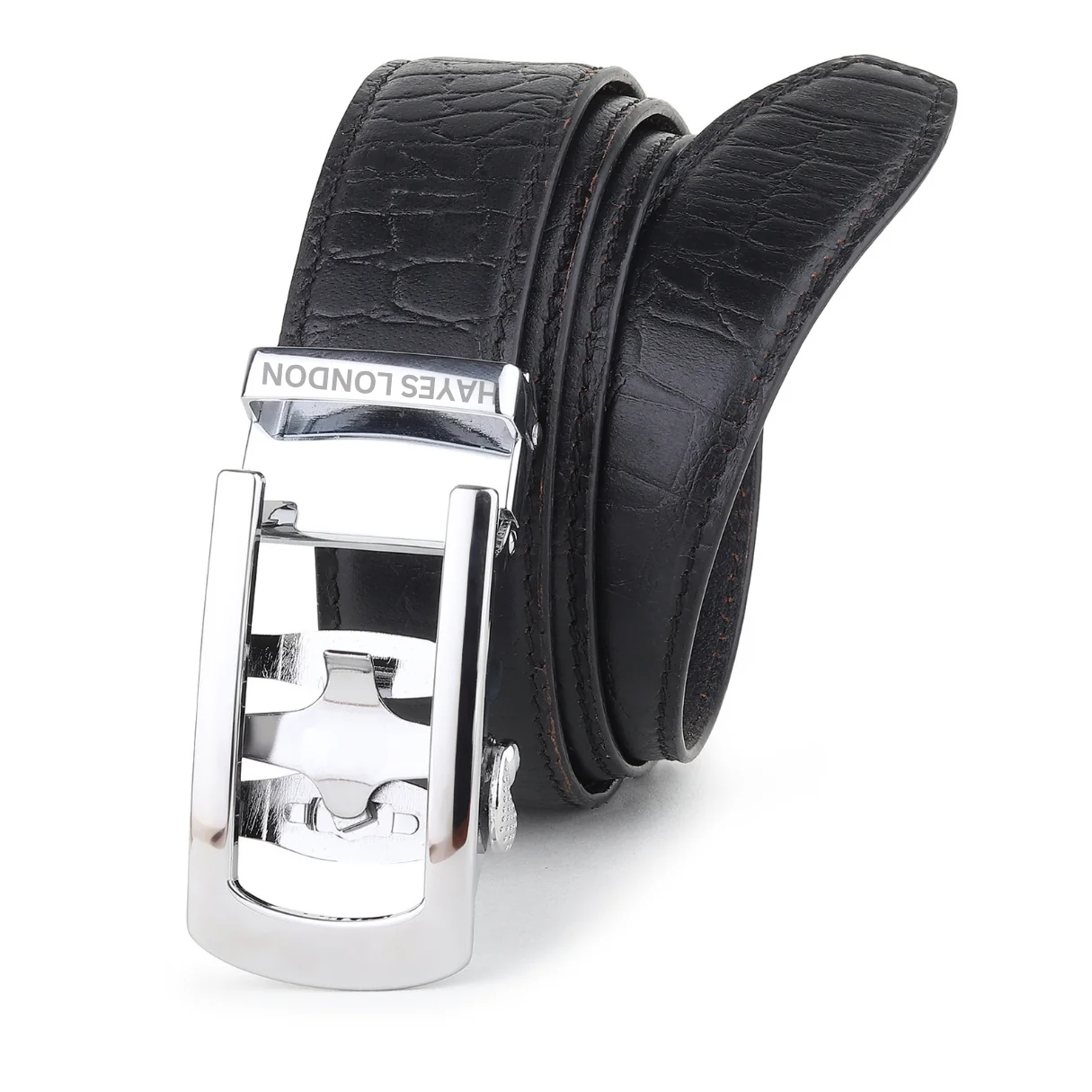 Atlas Auto-Lock No-Hole Genuine Leather Belt for Men – Micro-adjustable Smart Belt for Formal & Casual Wear (Croco Black) - Image 12