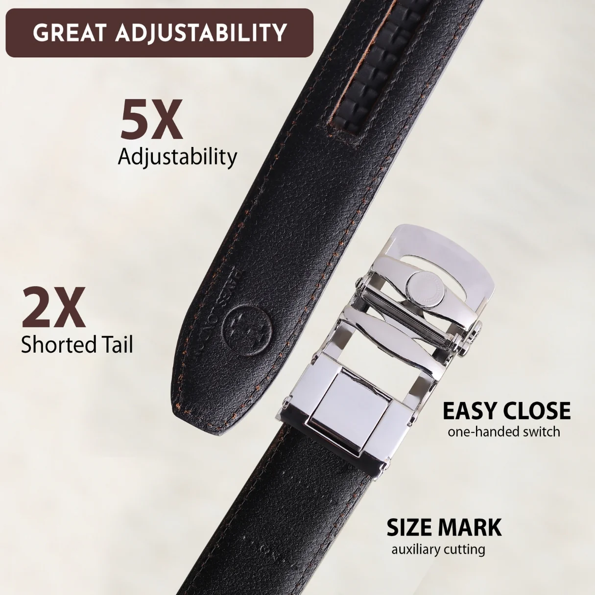 Atlas Auto-Lock No-Hole Genuine Leather Belt for Men – Micro-adjustable Smart Belt for Formal & Casual Wear (Croco Black) - Image 4