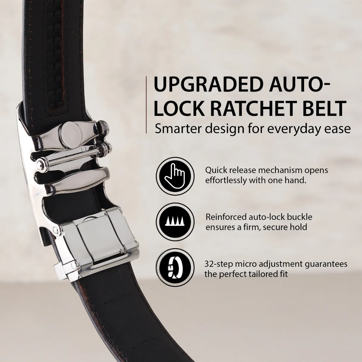 Atlas Auto-Lock No-Hole Genuine Leather Belt for Men – Micro-adjustable Smart Belt for Formal & Casual Wear (Croco Black) - Image 7