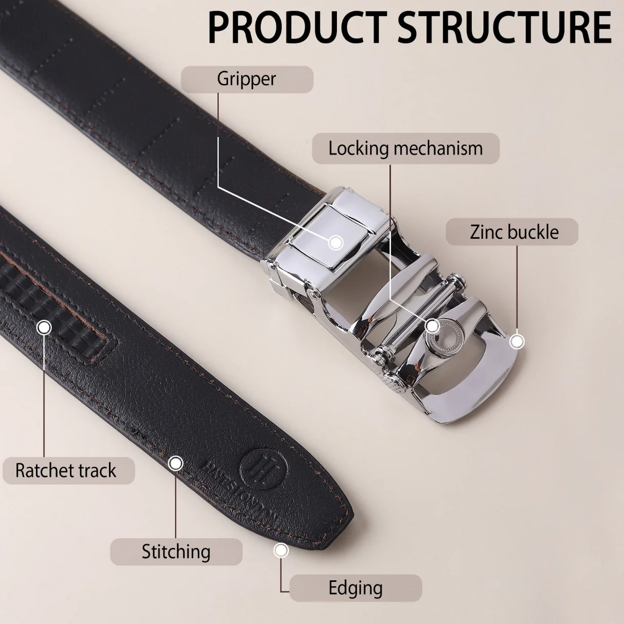 Atlas Auto-Lock No-Hole Genuine Leather Belt for Men – Micro-adjustable Smart Belt for Formal & Casual Wear (Croco Black) - Image 9