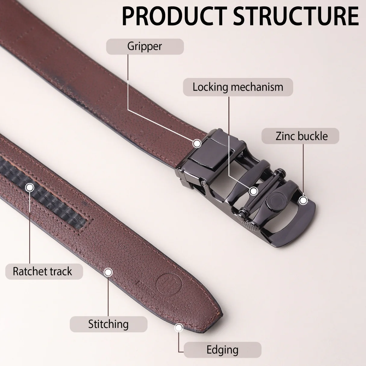 Atlas Auto-Lock No-Hole Genuine Leather Belt for Men – Micro-adjustable Smart Belt for Formal & Casual Wear (Croco Brown) - Image 10