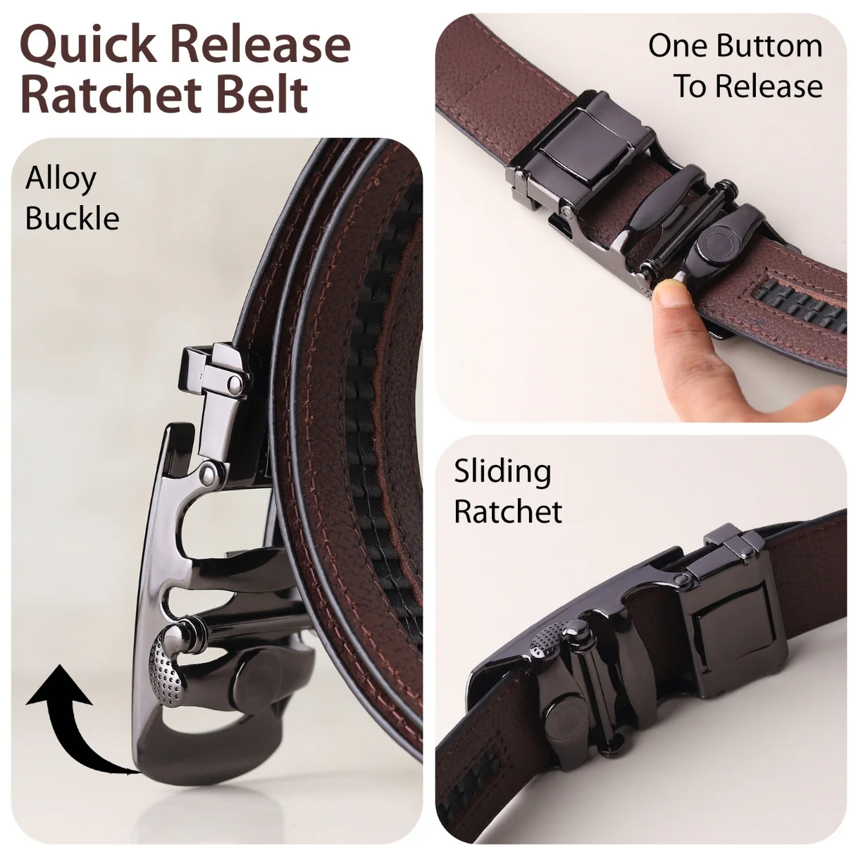 Atlas Auto-Lock No-Hole Genuine Leather Belt for Men – Micro-adjustable Smart Belt for Formal & Casual Wear (Croco Brown) - Image 4