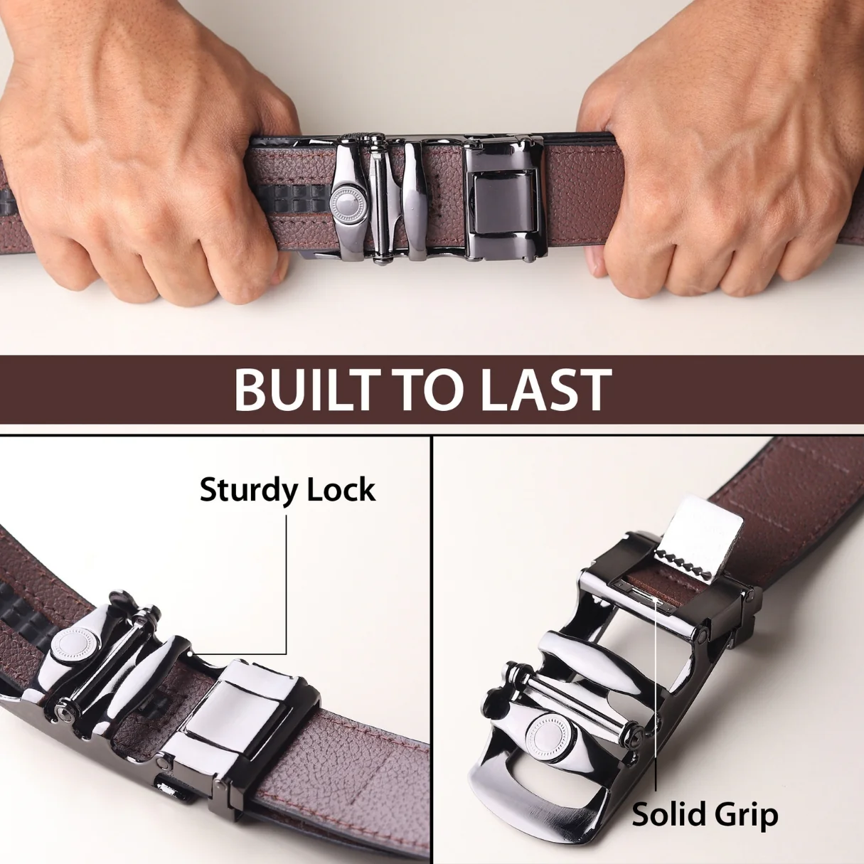Atlas Auto-Lock No-Hole Genuine Leather Belt for Men – Micro-adjustable Smart Belt for Formal & Casual Wear (Croco Brown) - Image 7