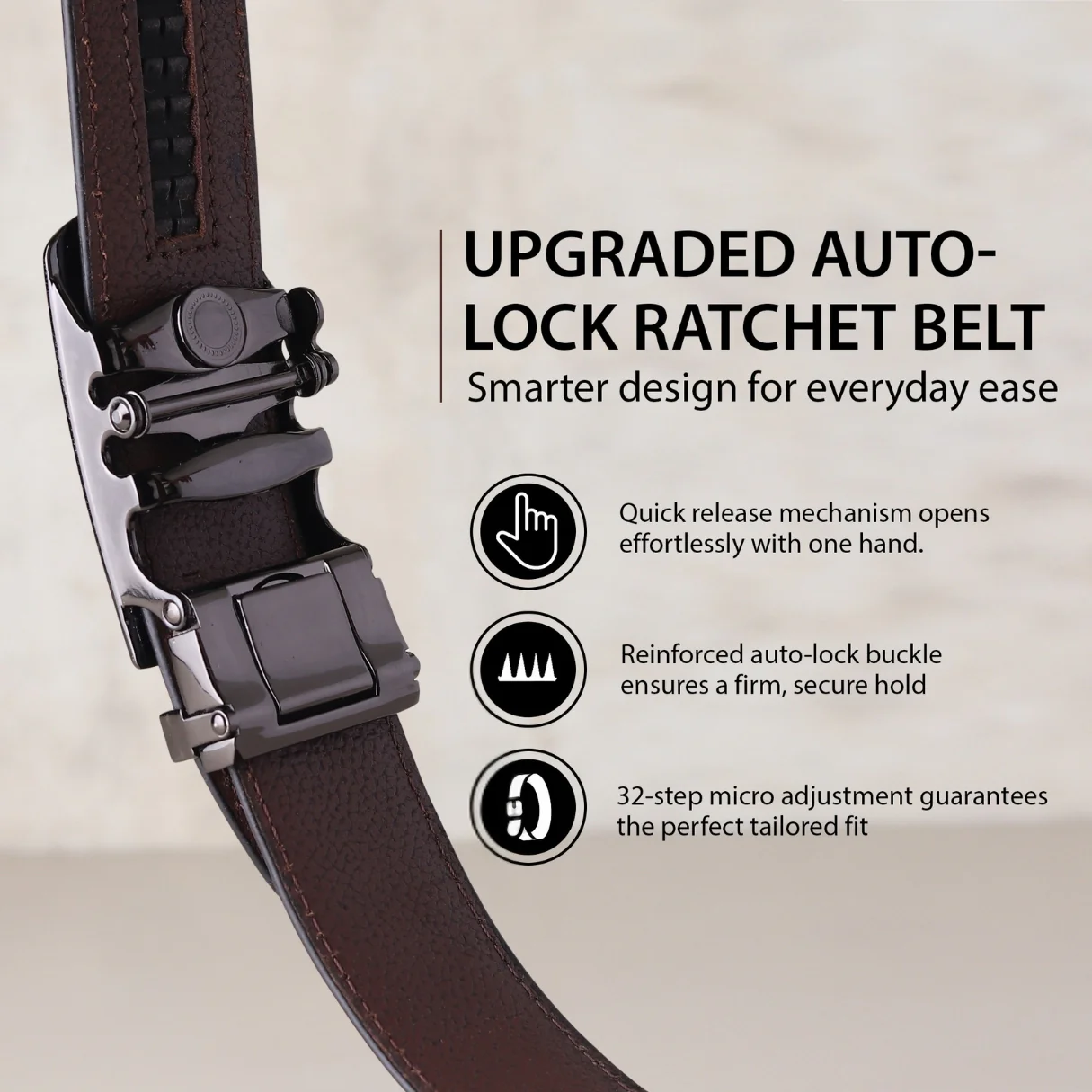 Atlas Auto-Lock No-Hole Genuine Leather Belt for Men – Micro-adjustable Smart Belt for Formal & Casual Wear (Croco Brown) - Image 8