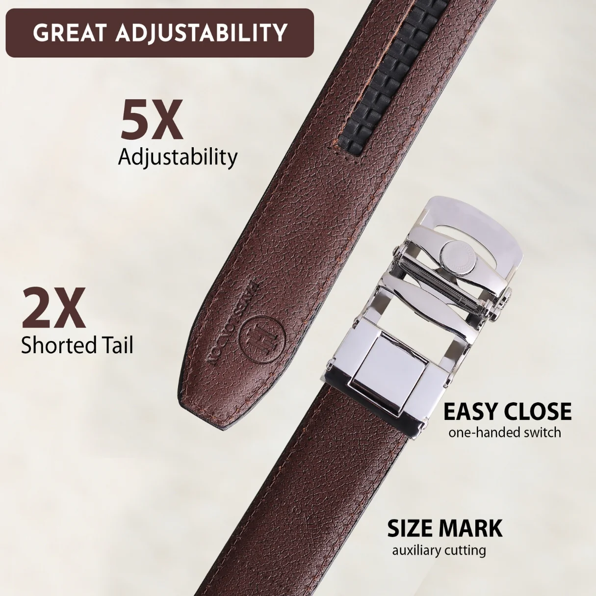 Atlas Auto-Lock No-Hole Genuine Leather Belt for Men – Micro-adjustable Smart Belt for Formal & Casual Wear (Croco Brown) - Image 5