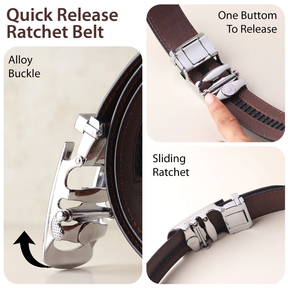 Atlas Auto-Lock No-Hole Genuine Leather Belt for Men – Micro-adjustable Smart Belt for Formal & Casual Wear (Croco Brown) - Image 7