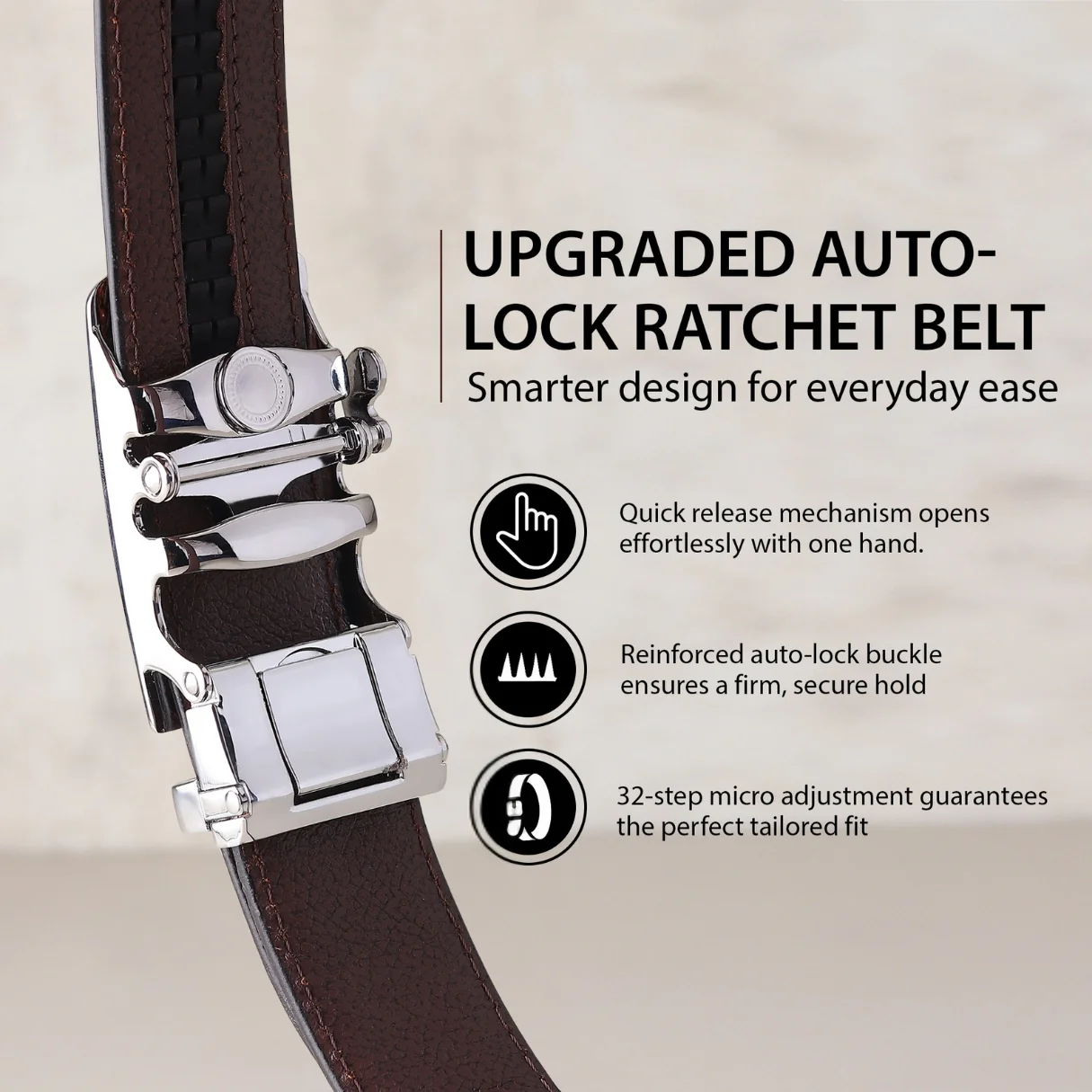 Atlas Auto-Lock No-Hole Genuine Leather Belt for Men – Micro-adjustable Smart Belt for Formal & Casual Wear (Croco Brown) - Image 8