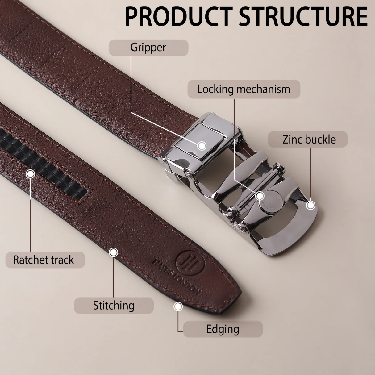 Atlas Auto-Lock No-Hole Genuine Leather Belt for Men – Micro-adjustable Smart Belt for Formal & Casual Wear (Croco Brown) - Image 9