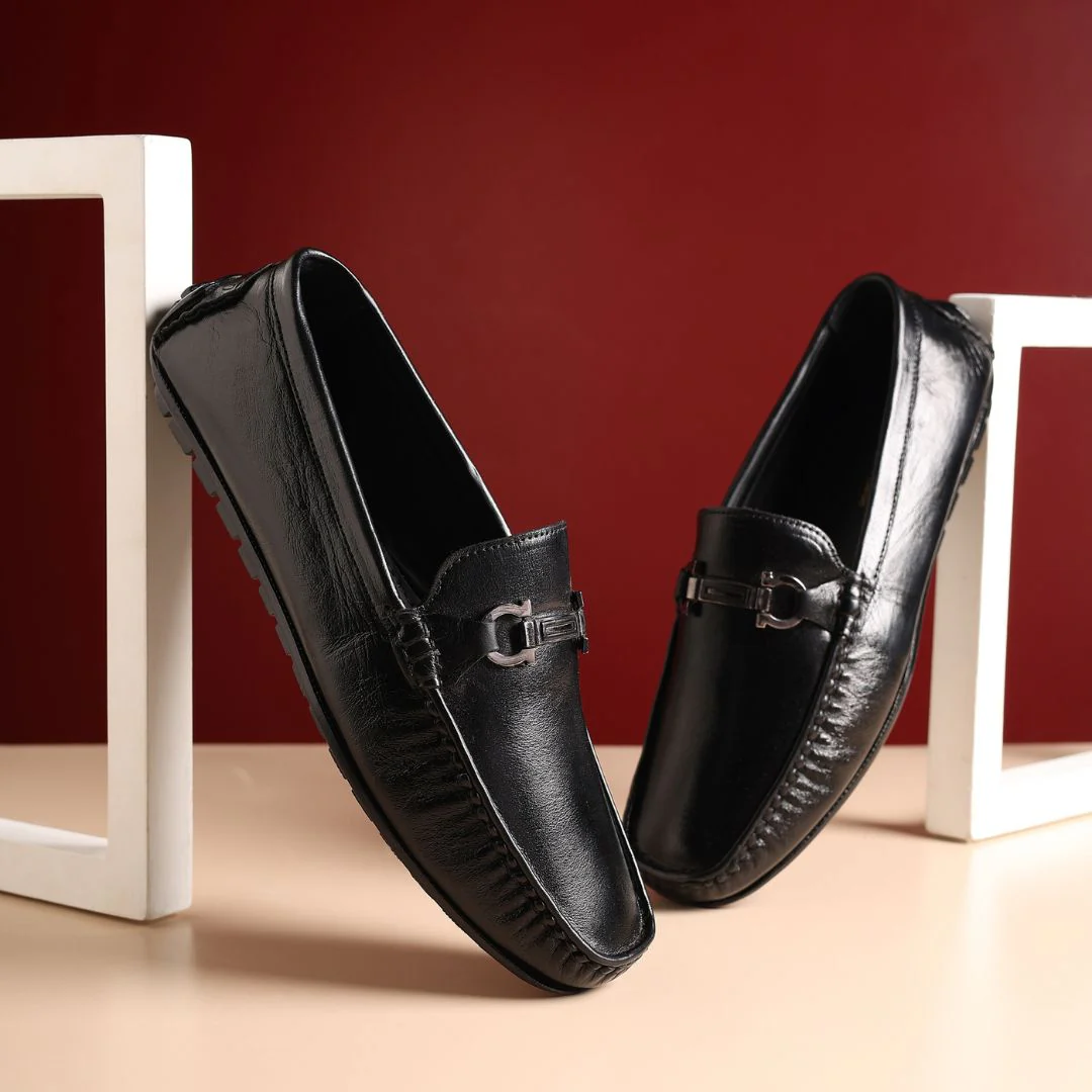 Belfort Driving Loafers – Black Plain Genuine Leather Men’s Shoes - Image 10