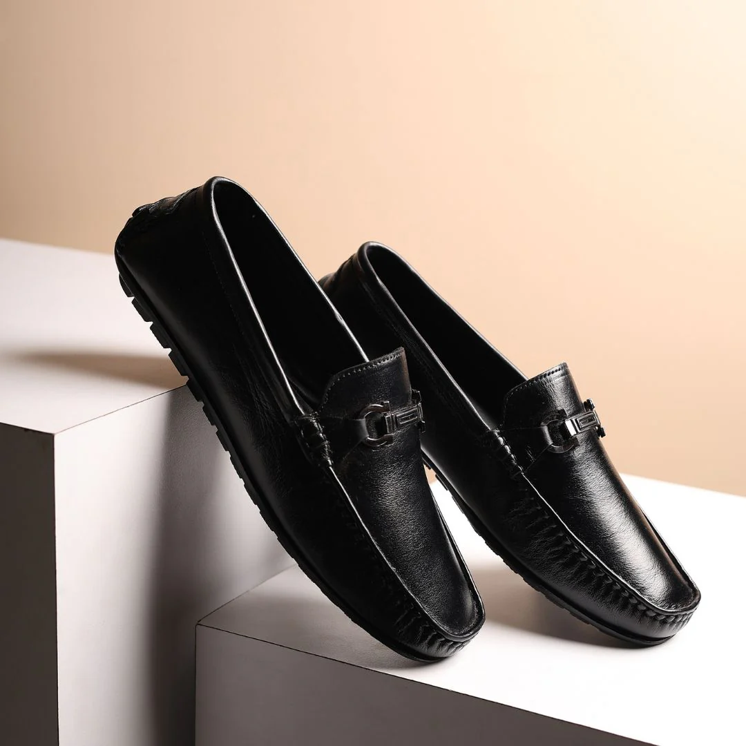 Belfort Driving Loafers – Black Plain Genuine Leather Men’s Shoes - Image 11