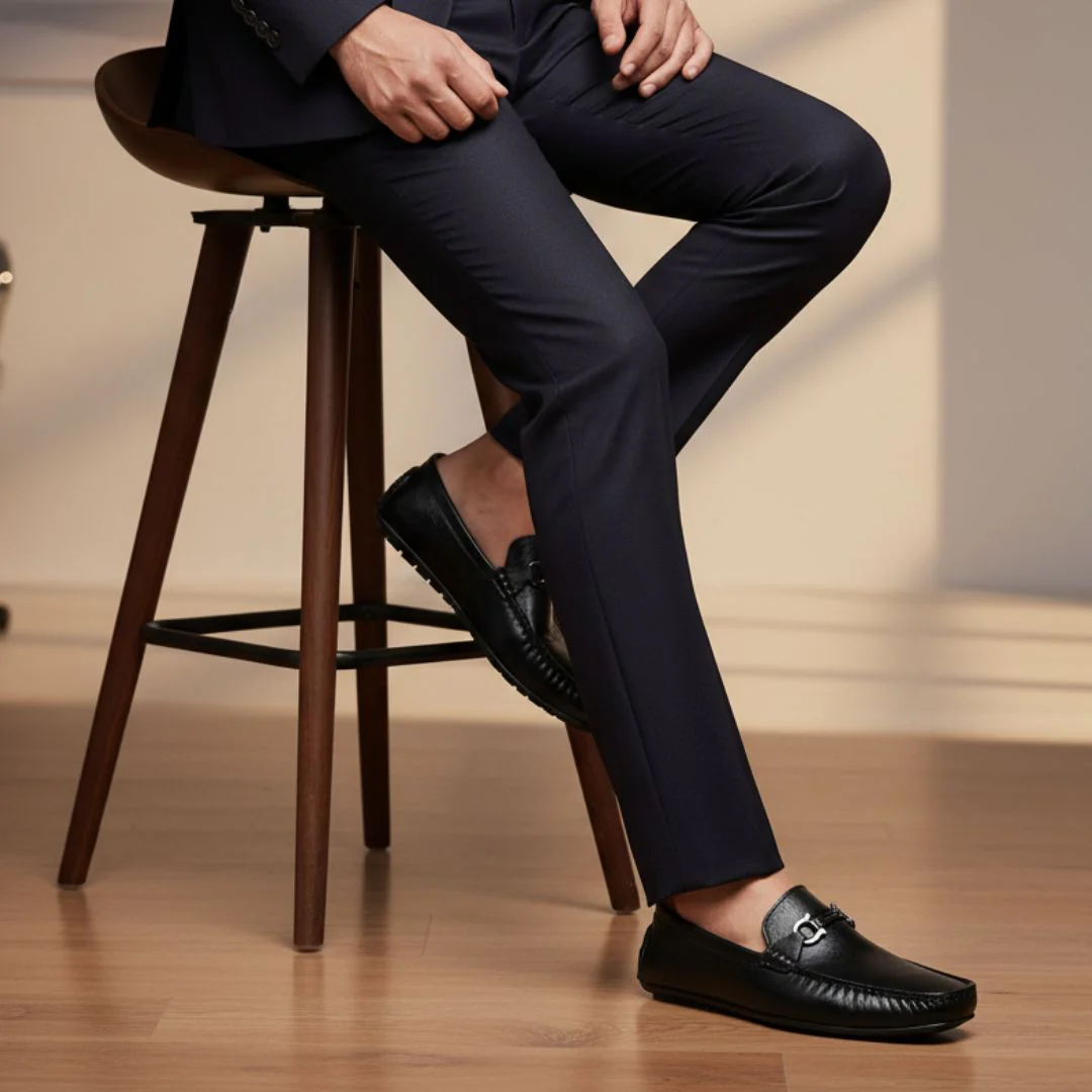 Belfort Driving Loafers – Black Plain Genuine Leather Men’s Shoes - Image 3