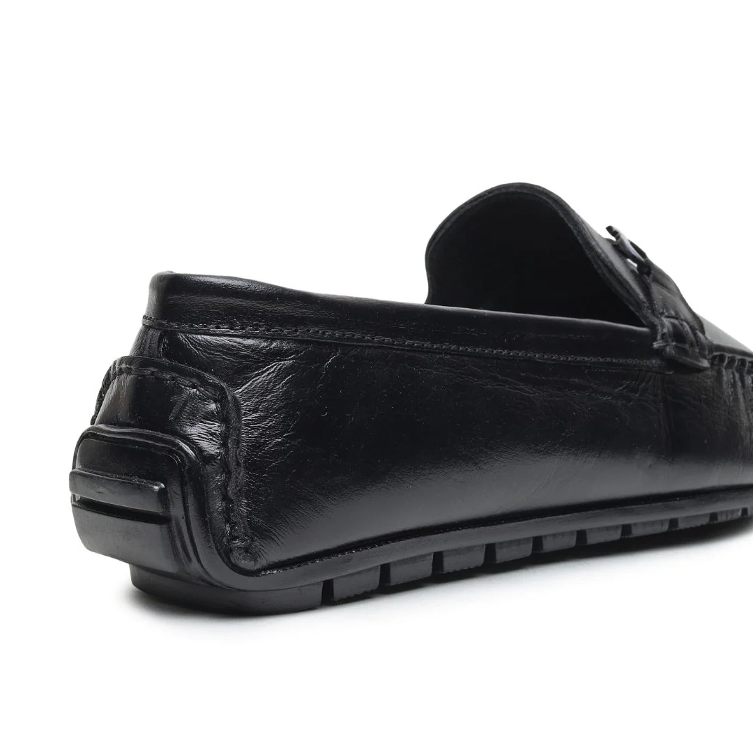 Belfort Driving Loafers – Black Plain Genuine Leather Men’s Shoes - Image 7