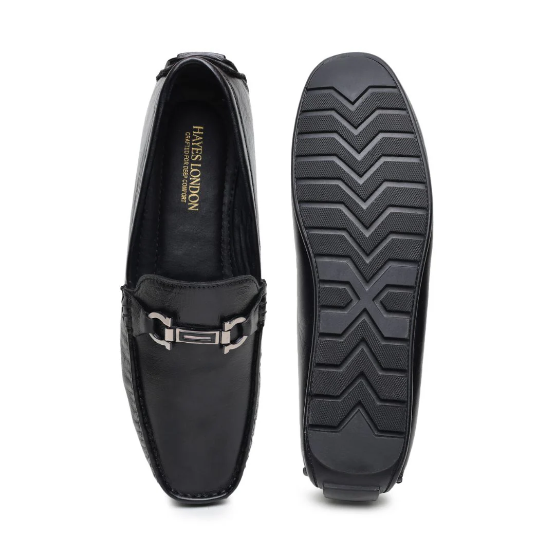 Belfort Driving Loafers – Black Plain Genuine Leather Men’s Shoes - Image 9
