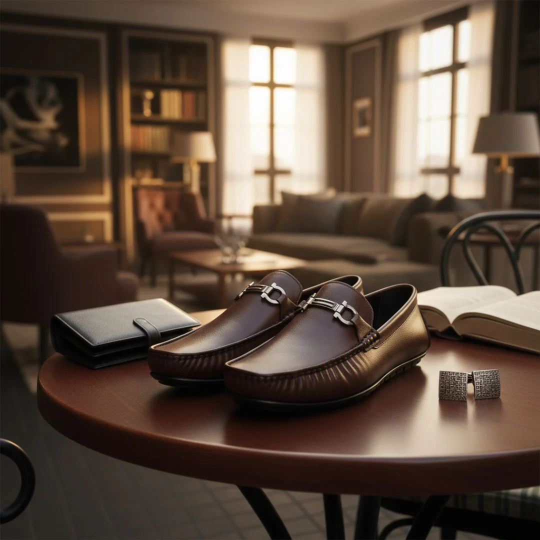 Belfort Driving Loafers – Brown Plain Genuine Leather Men’s Shoes - Image 14