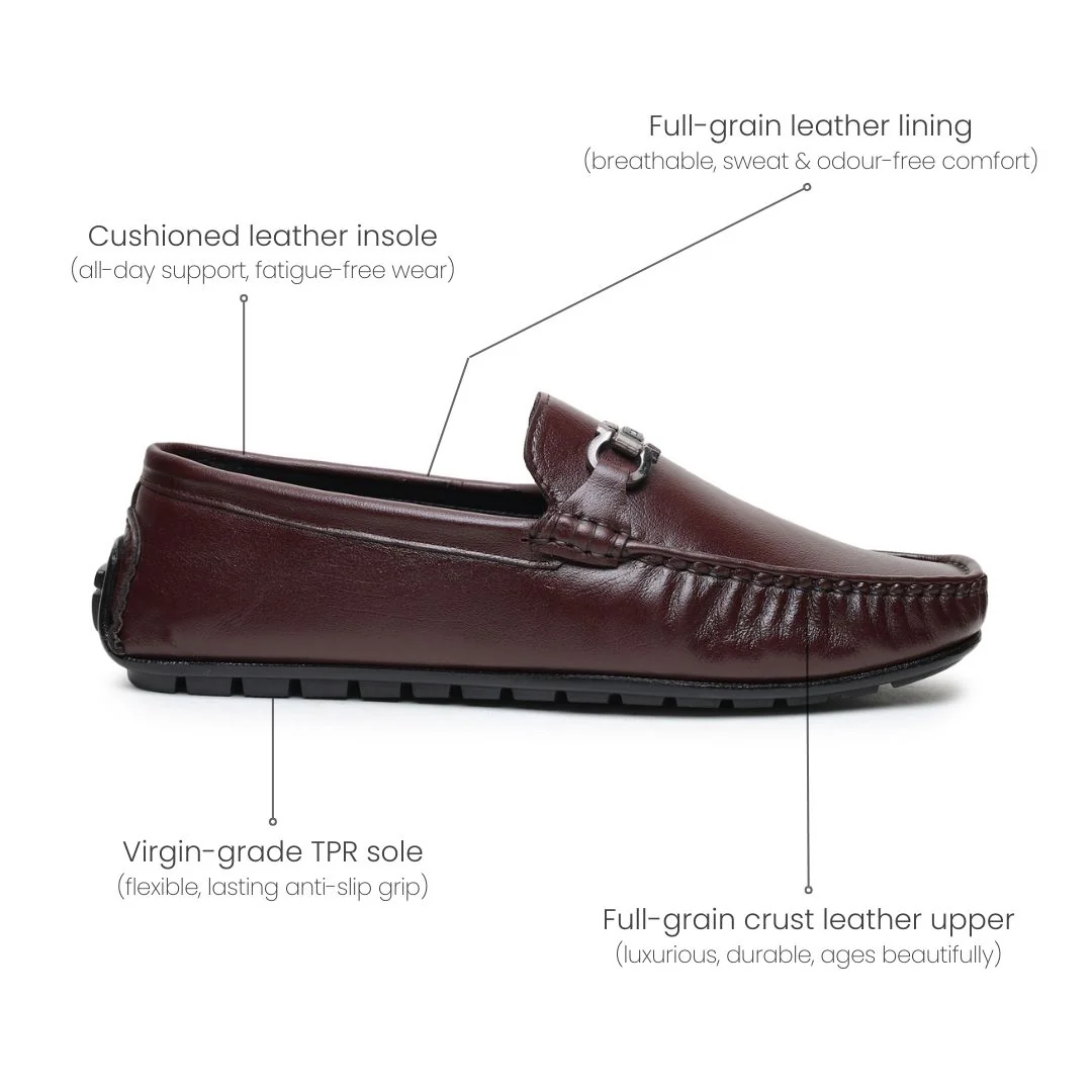 Belfort Driving Loafers – Brown Plain Genuine Leather Men’s Shoes - Image 5