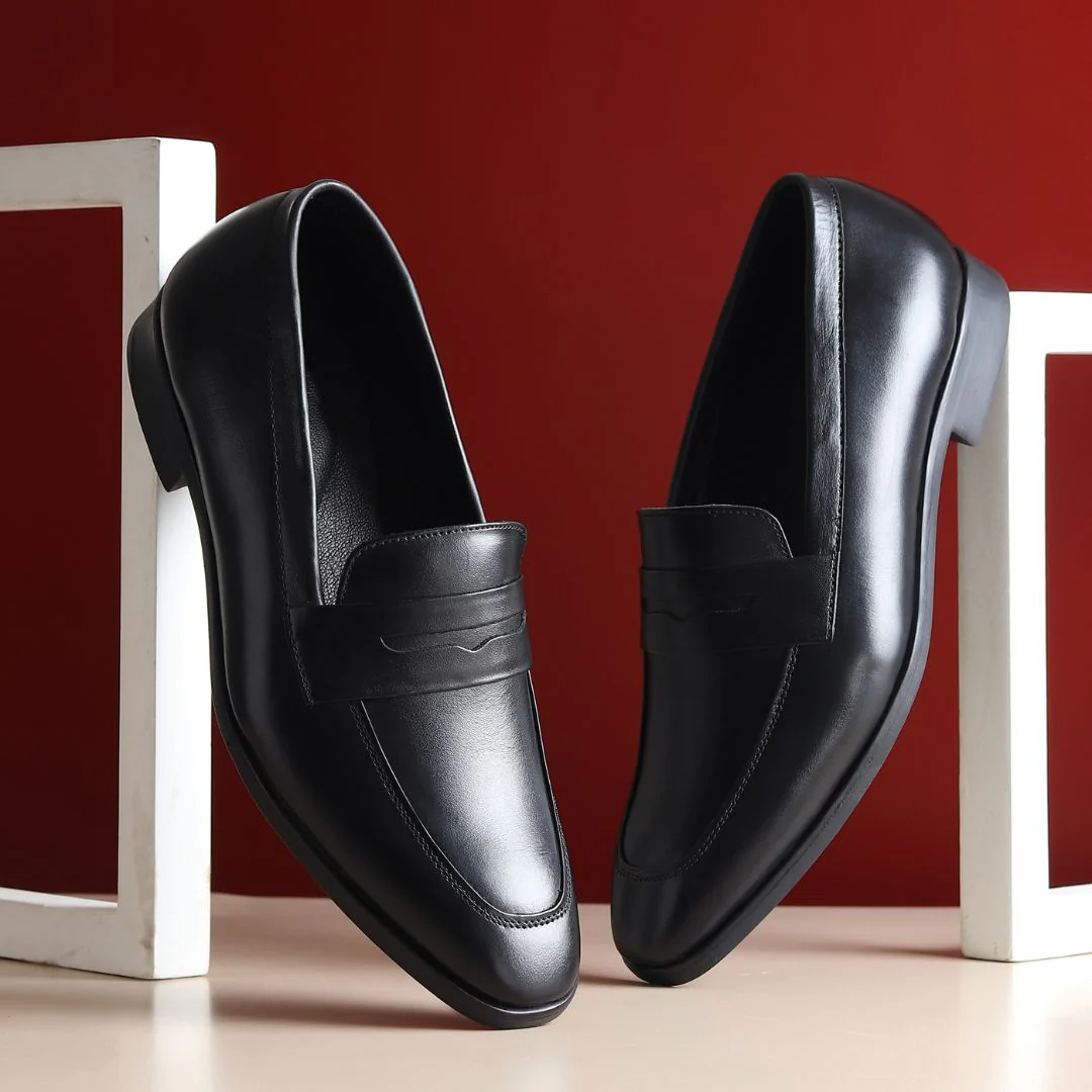 Belmonte Black Formal Penny Loafers for Men – Genuine Leather Slip-On Shoes for Office & Party Wear - Image 11