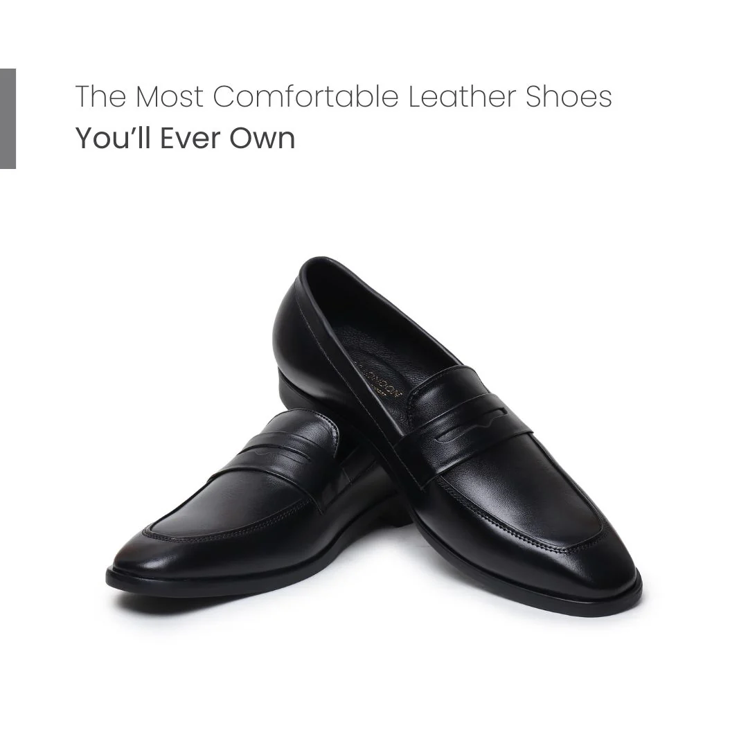 Belmonte Black Formal Penny Loafers for Men – Genuine Leather Slip-On Shoes for Office & Party Wear - Image 4