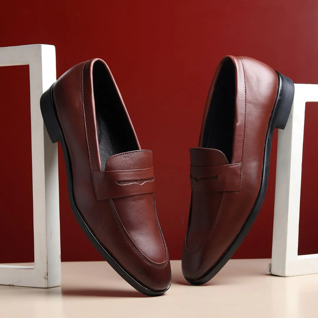 Belmonte Brown Formal Penny Loafers for Men – Genuine Leather Slip-On Shoes for Office & Party Wear - Image 12