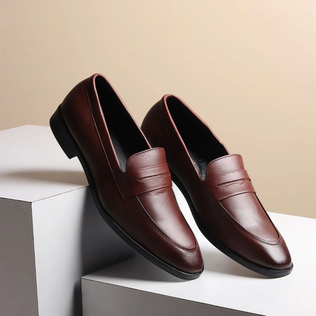 Belmonte Brown Formal Penny Loafers for Men – Genuine Leather Slip-On Shoes for Office & Party Wear - Image 14