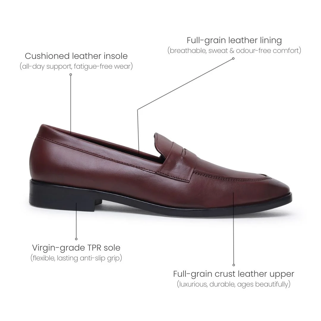Belmonte Brown Formal Penny Loafers for Men – Genuine Leather Slip-On Shoes for Office & Party Wear - Image 5