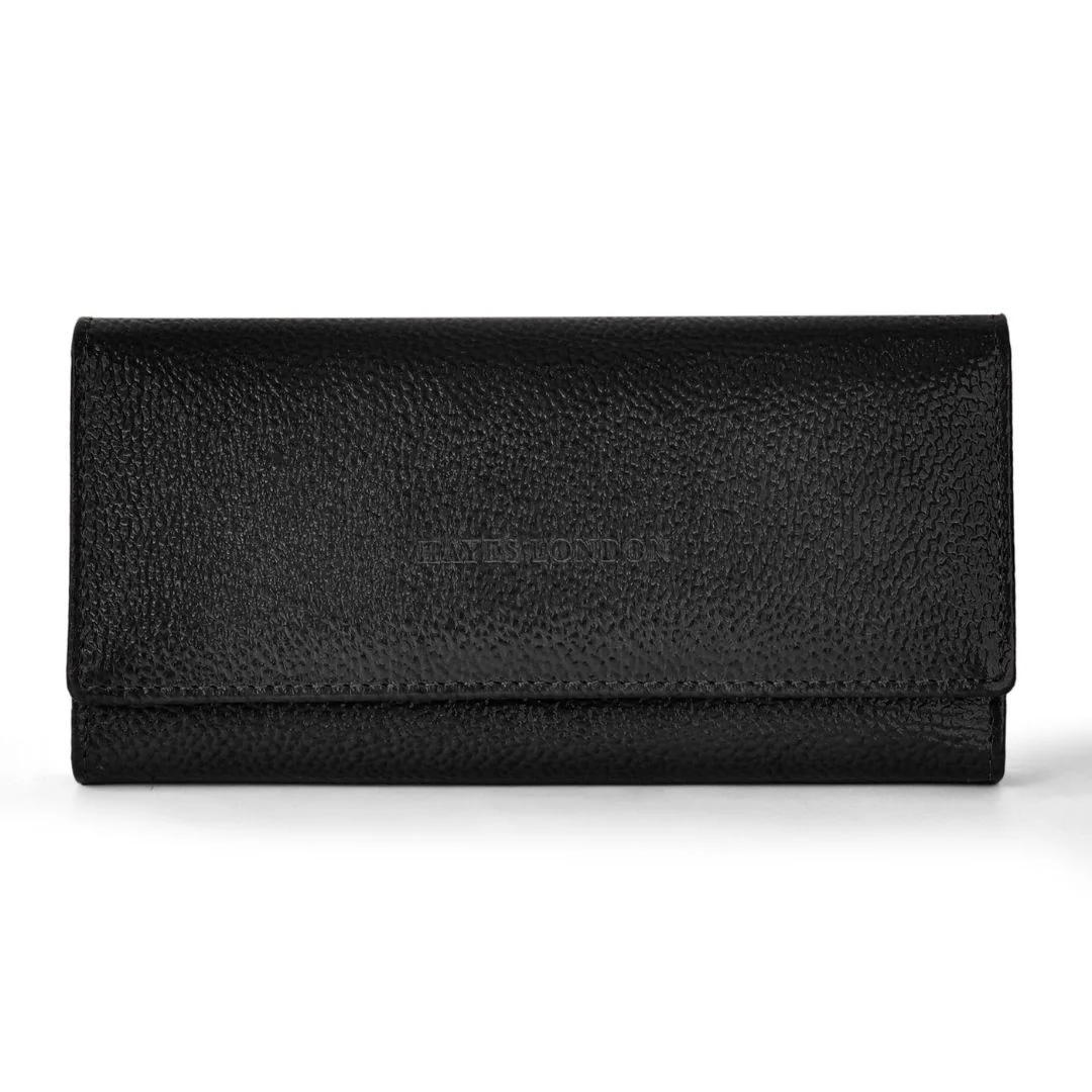 Black Genuine Leather Bi-Fold Clutch For Women (Leather Texture: Classic & Color: Black) - Image 4