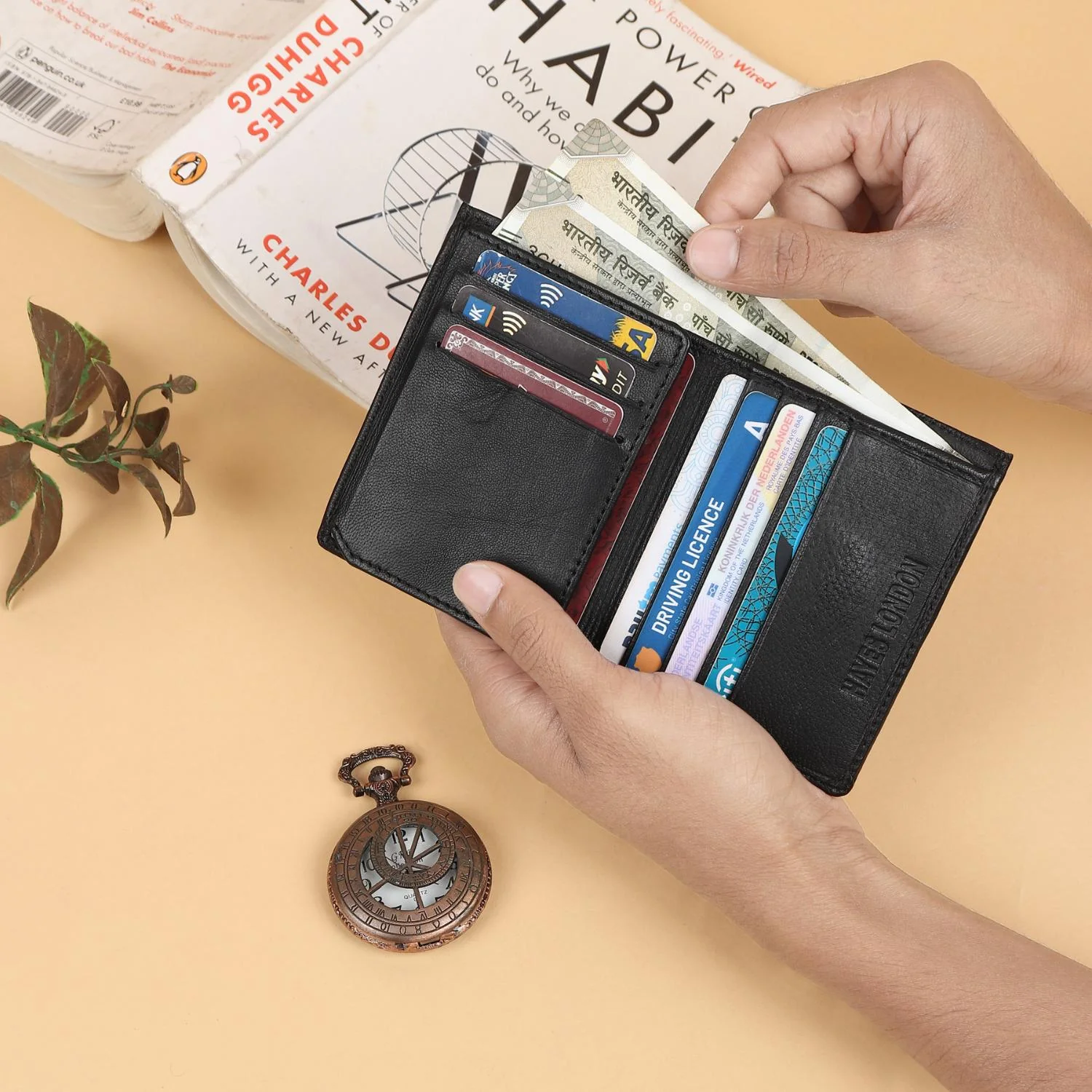 Black Genuine Leather Card Holder/Wallet For Men - RFID Blocking, Slim Formal/Casual Card Holder/Wallet With 11 Compartments - Image 7