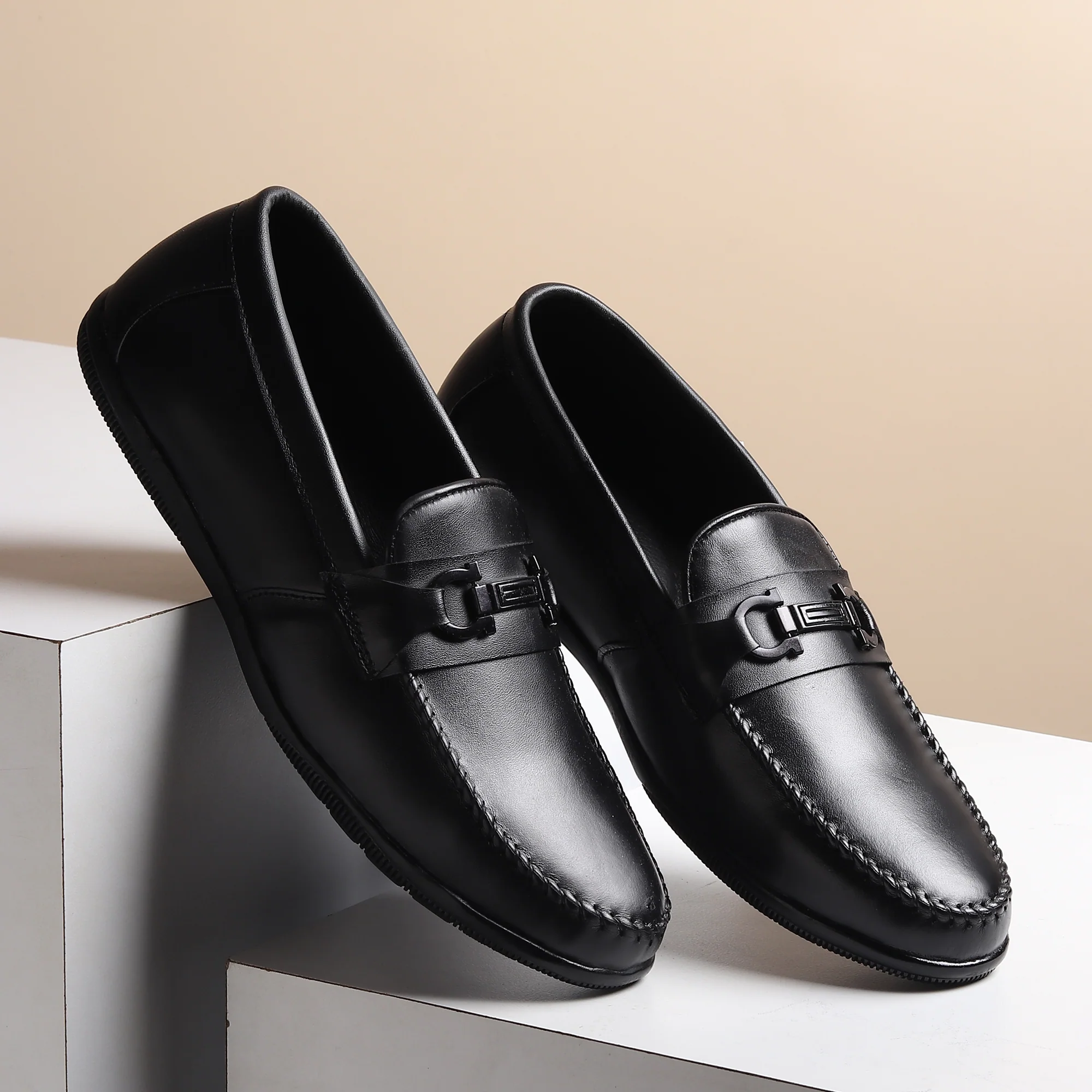 Blaze Horsebit Loafers – Black Plain Genuine Leather Men’s Shoes - Image 11