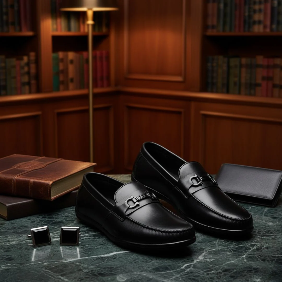 Blaze Horsebit Loafers – Black Plain Genuine Leather Men’s Shoes - Image 14