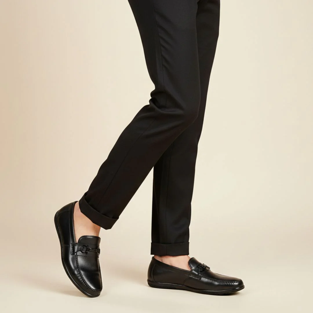 Blaze Horsebit Loafers – Black Plain Genuine Leather Men’s Shoes - Image 15