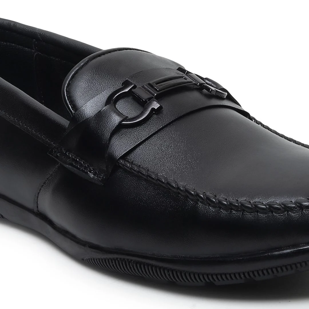 Blaze Horsebit Loafers – Black Plain Genuine Leather Men’s Shoes - Image 8