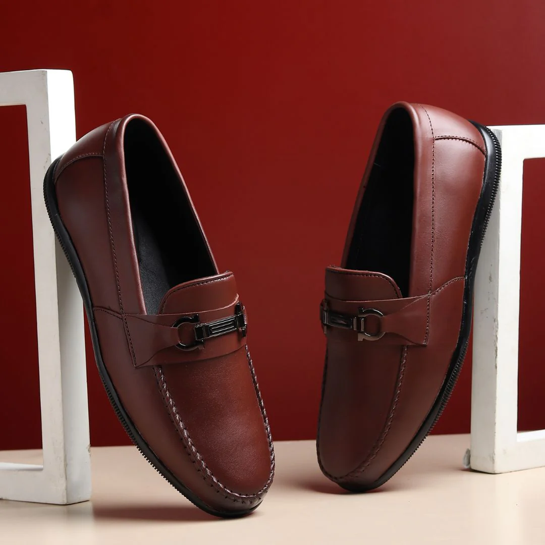 Blaze Horsebit Loafers – Brown Plain Genuine Leather Men’s Shoes - Image 11
