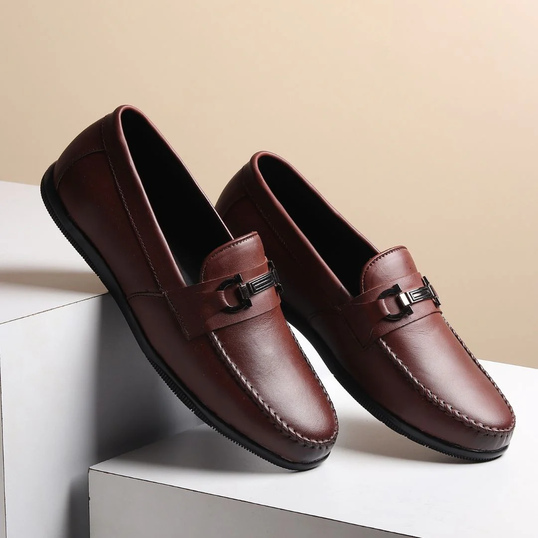 Blaze Horsebit Loafers – Brown Plain Genuine Leather Men’s Shoes - Image 13