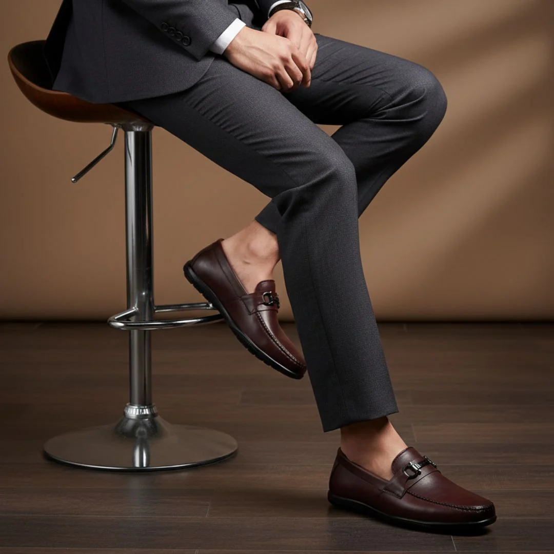 Blaze Horsebit Loafers – Brown Plain Genuine Leather Men’s Shoes - Image 3