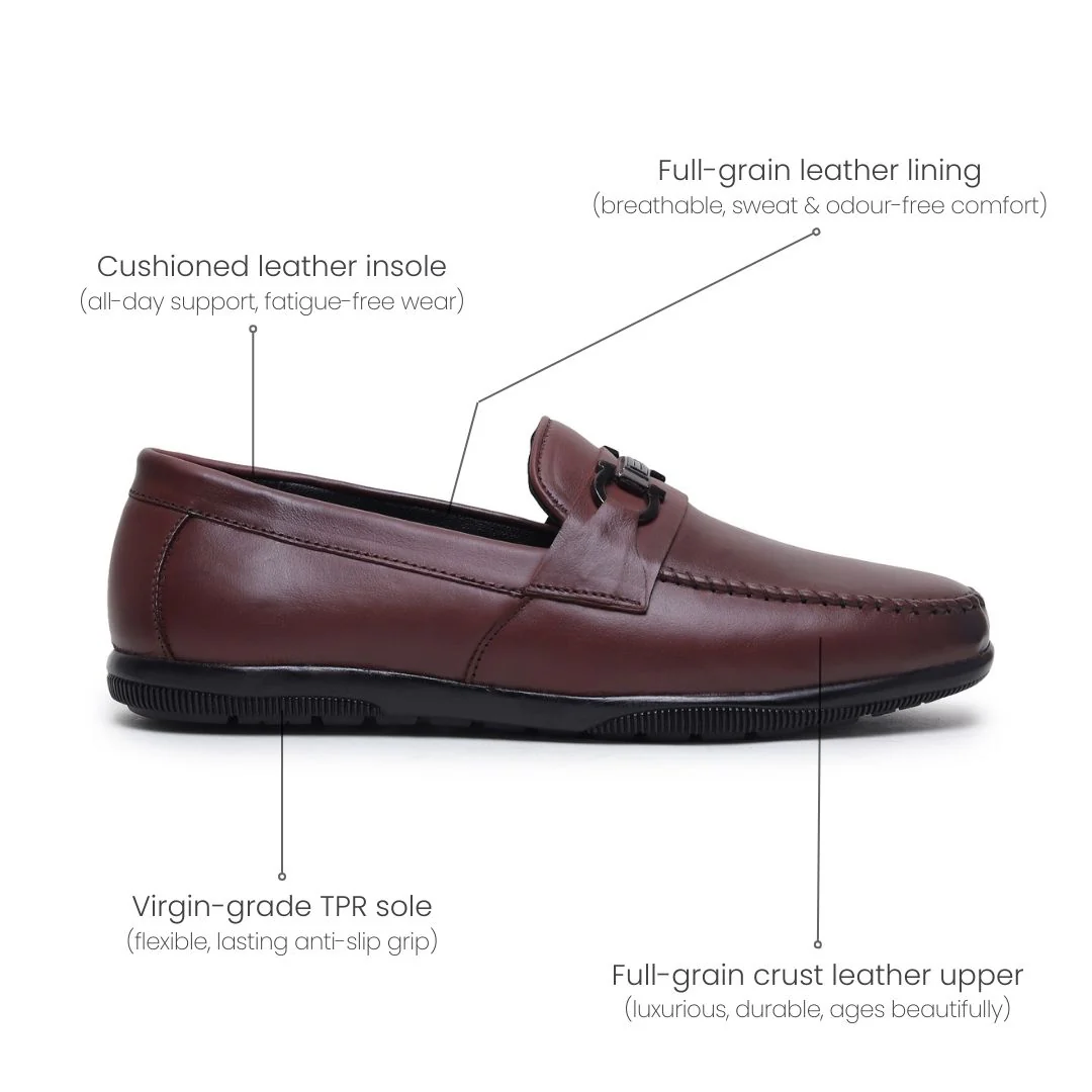 Blaze Horsebit Loafers – Brown Plain Genuine Leather Men’s Shoes - Image 5