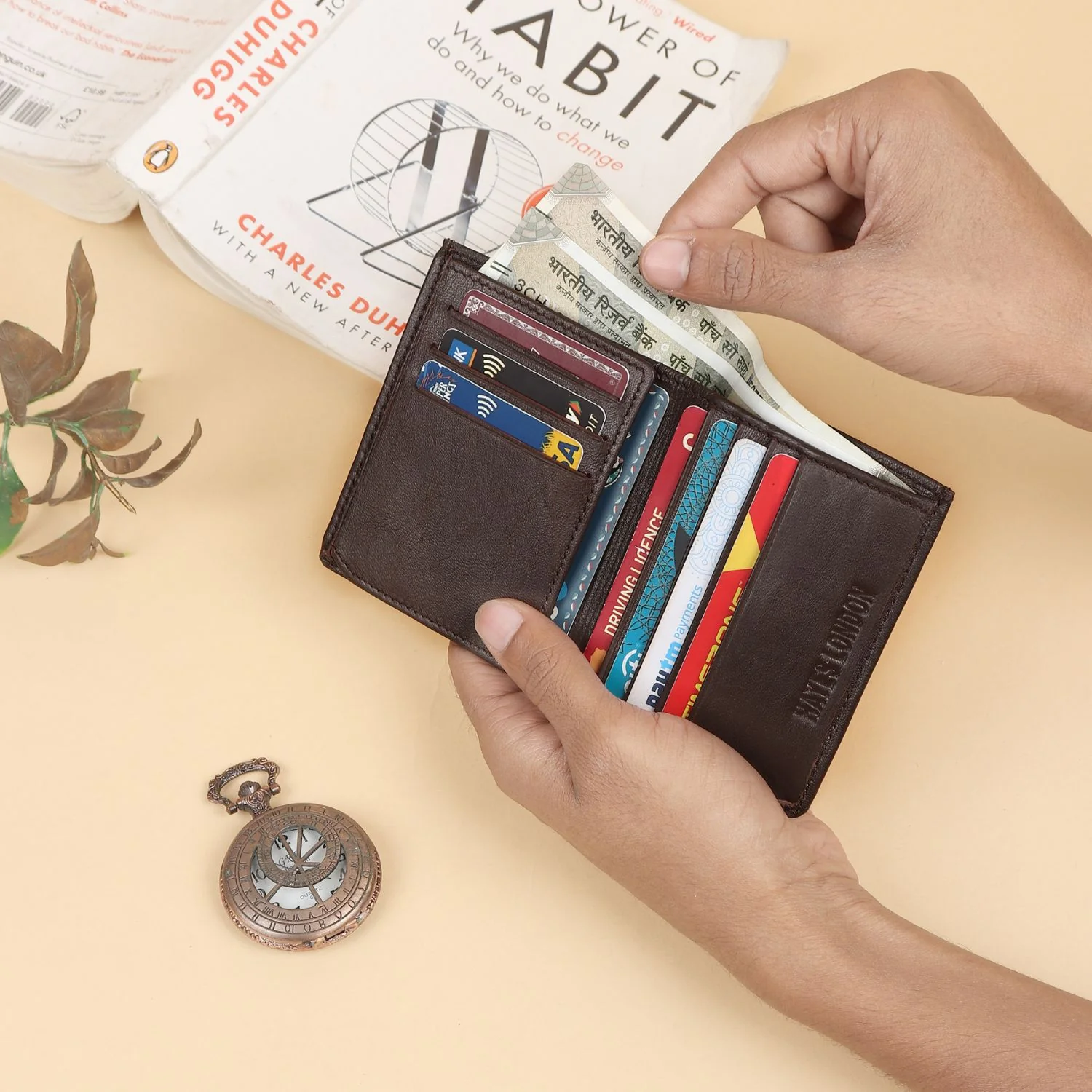 Brown Genuine Leather Card Holder/Wallet For Men - RFID Blocking, Slim Formal/Casual Card Holder/Wallet With 11 Compartments - Image 7