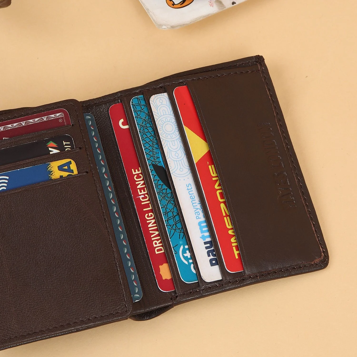 Brown Genuine Leather Card Holder/Wallet For Men - RFID Blocking, Slim Formal/Casual Card Holder/Wallet With 11 Compartments - Image 8