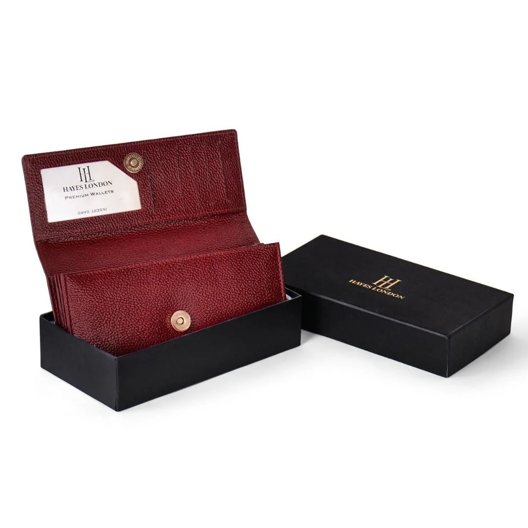 Cherry Genuine Leather Bi-Fold Clutch For Women (Leather Texture: Classic & Color: Cherry) - Image 10