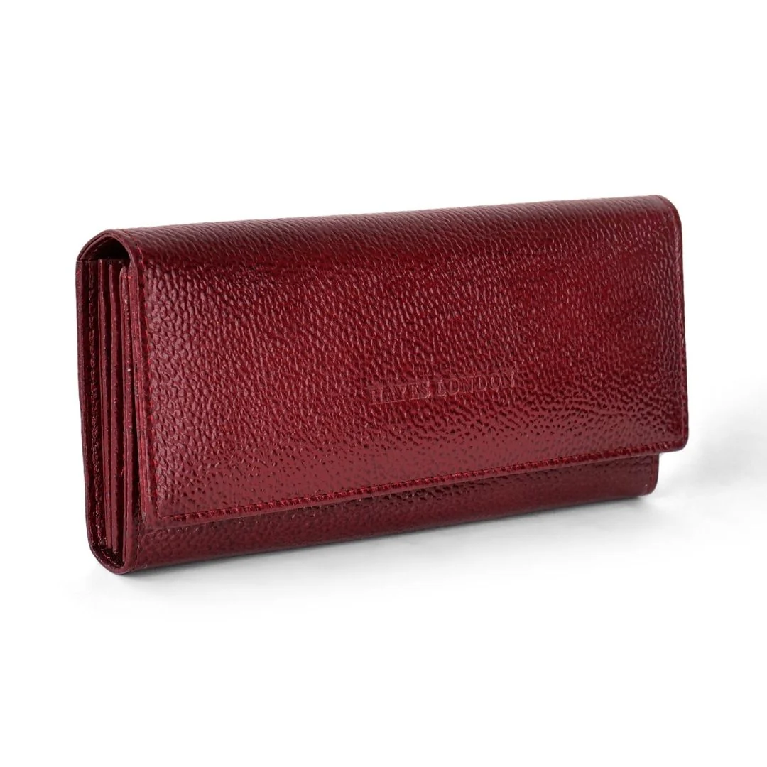 Cherry Genuine Leather Bi-Fold Clutch For Women (Leather Texture: Classic & Color: Cherry) - Image 3
