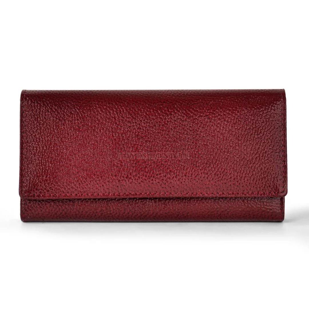 Cherry Genuine Leather Bi-Fold Clutch For Women (Leather Texture: Classic & Color: Cherry) - Image 4