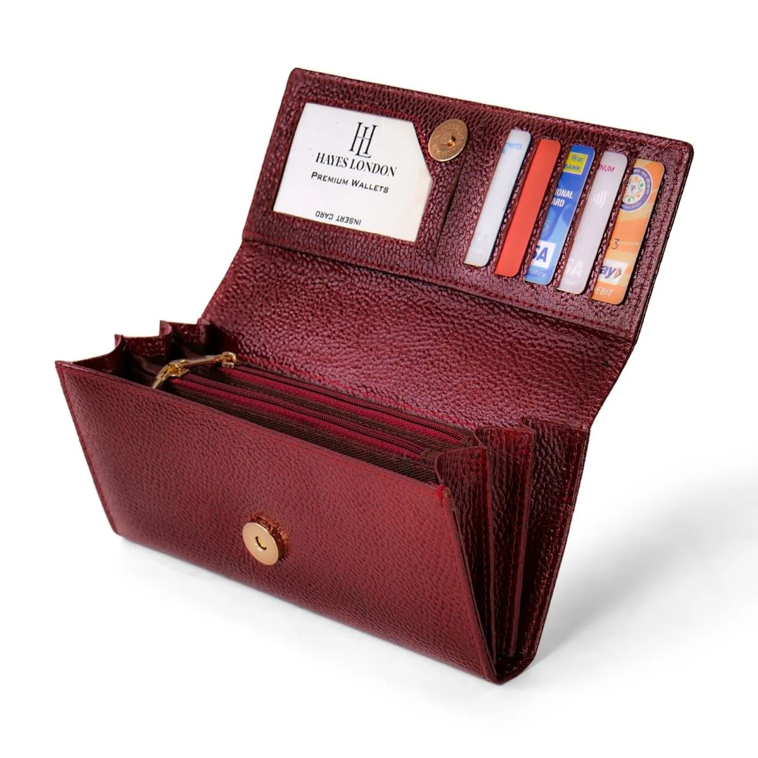 Cherry Genuine Leather Bi-Fold Clutch For Women (Leather Texture: Classic & Color: Cherry) - Image 6