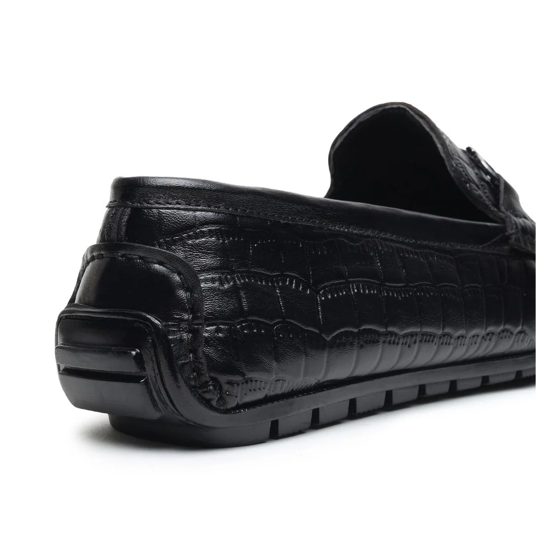 Cruze Driving Loafers – Black Croco Genuine Leather Men’s Shoes - Image 7