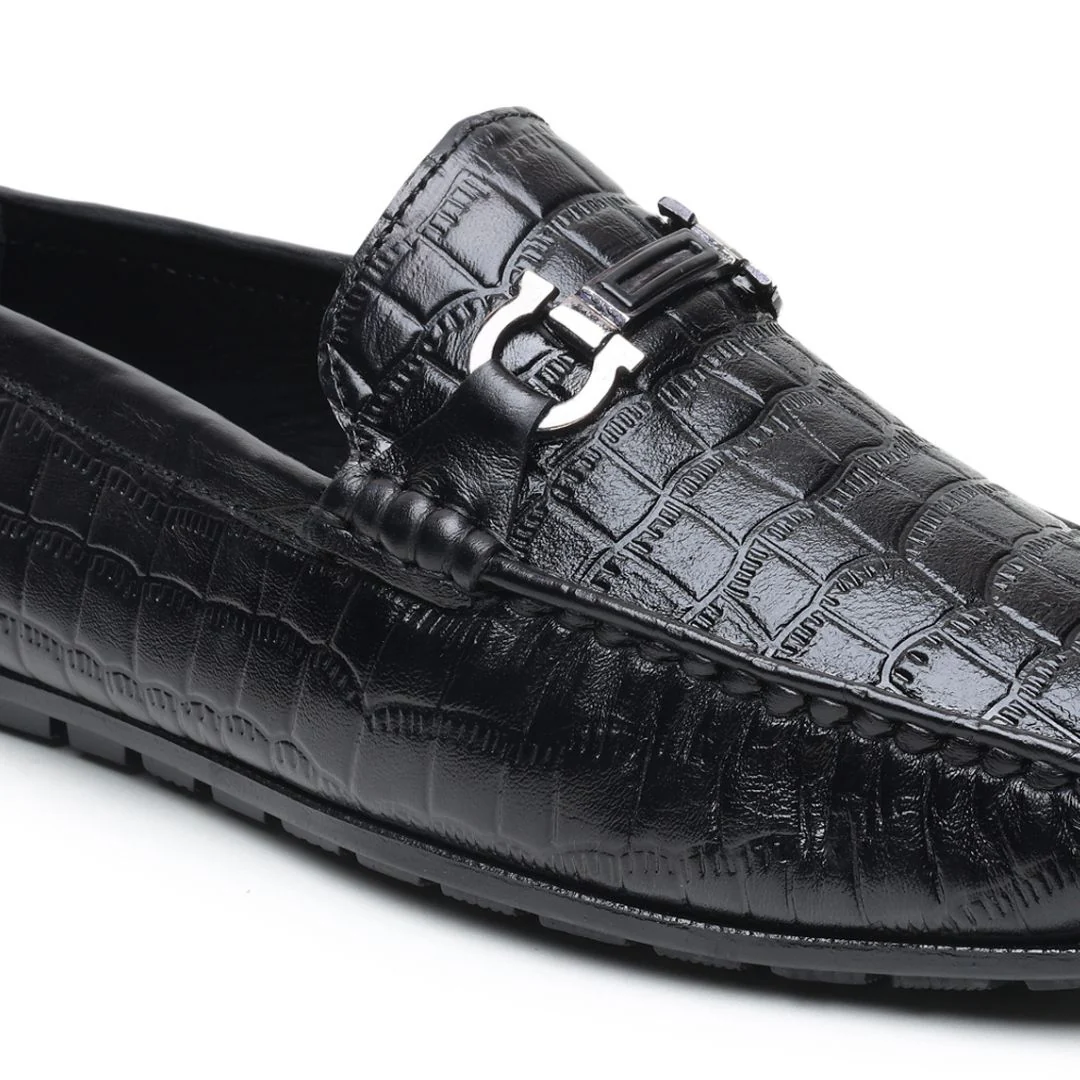 Cruze Driving Loafers – Black Croco Genuine Leather Men’s Shoes - Image 8