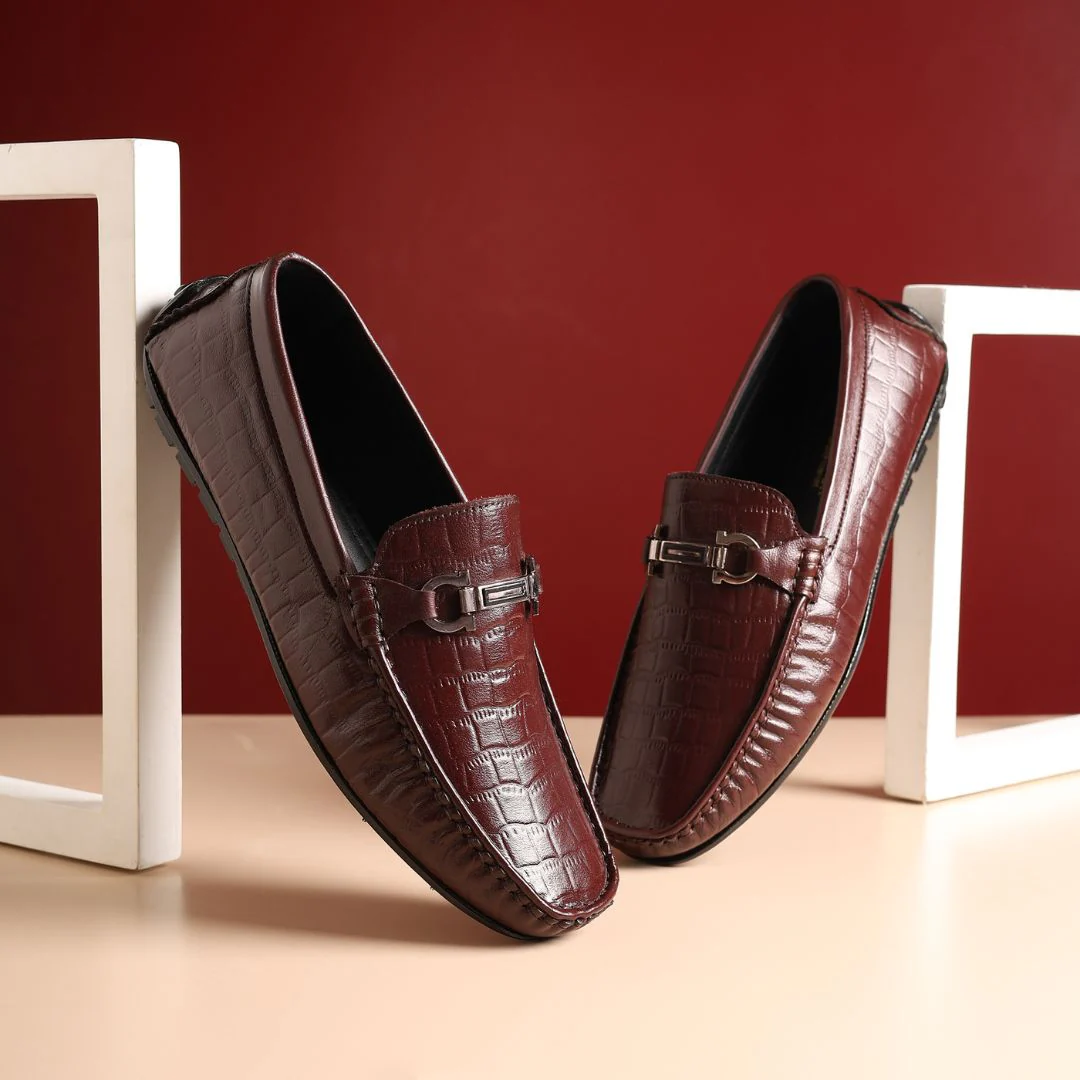 Cruze Driving Loafers – Brown Croco Genuine Leather Men’s Shoes - Image 10