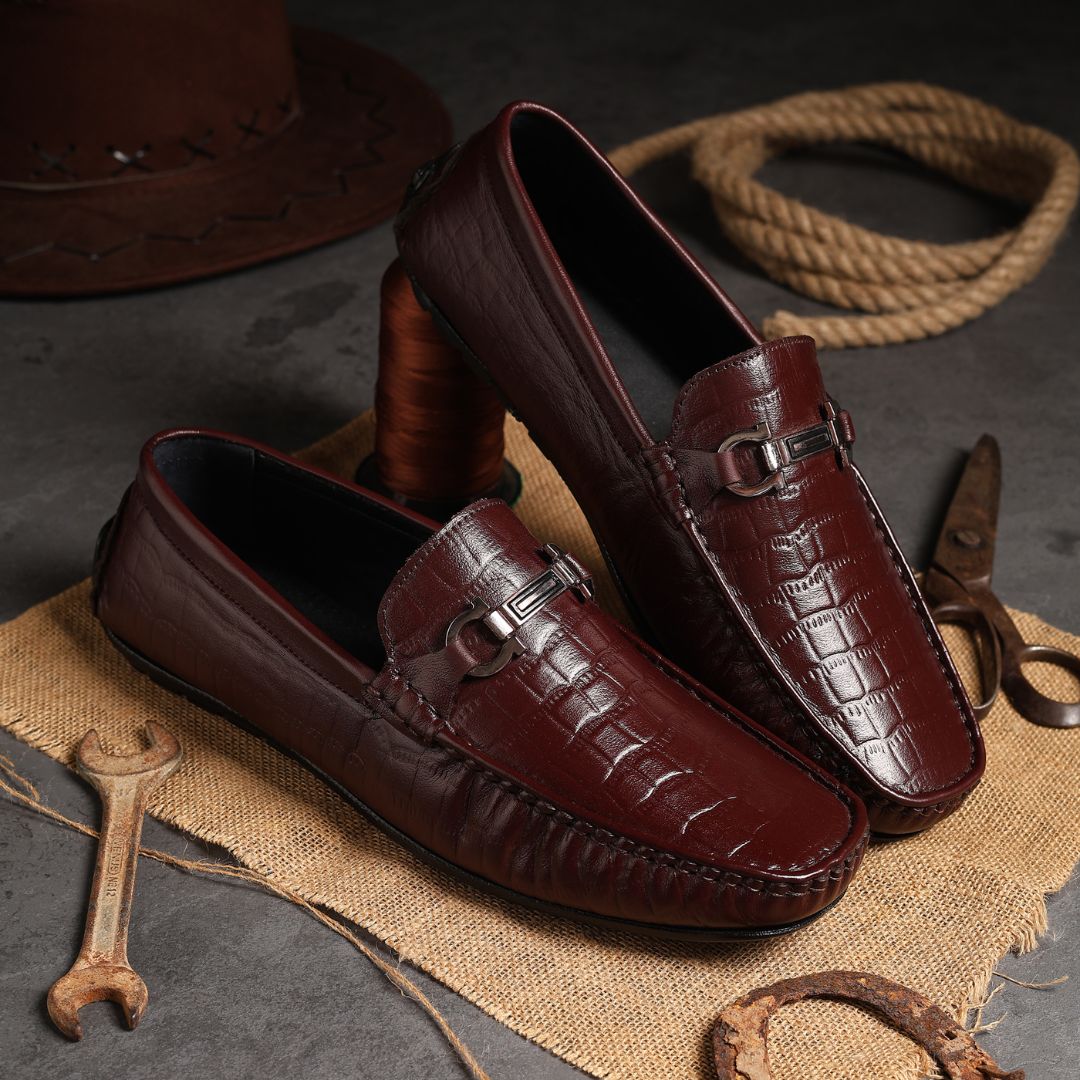 Cruze Driving Loafers – Brown Croco Genuine Leather Men’s Shoes - Image 13